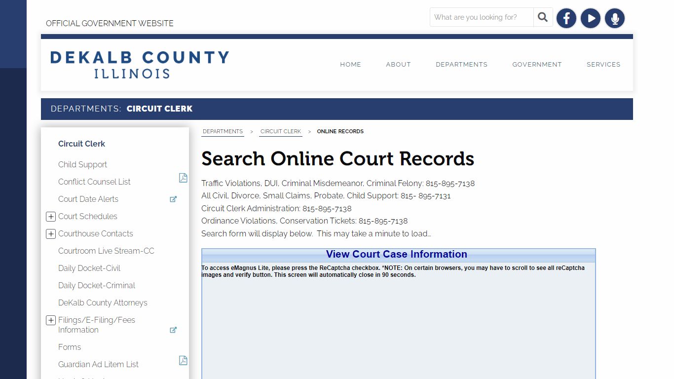 Search Online Court Records - DeKalb County, Illinois